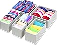 SimpleHouseware Foldable Cloth Storage Box Closet Dresser Drawer Divider Organizer Basket Bins for Underwear Bras, Gray (Set of 6)