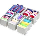 SimpleHouseware Foldable Cloth Storage Box Closet Dresser Drawer Divider Organizer Basket Bins for Underwear Bras, Gray (Set of 6)