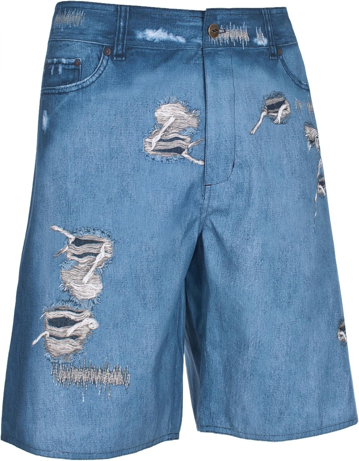denim print swim trunks