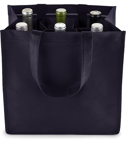 Générique Sac De Transport à 6 Compartiments Pour Bouteilles De Vin Et Boissons - Rangement Réutilisable Pour Shopping, Mariage Et Voyage