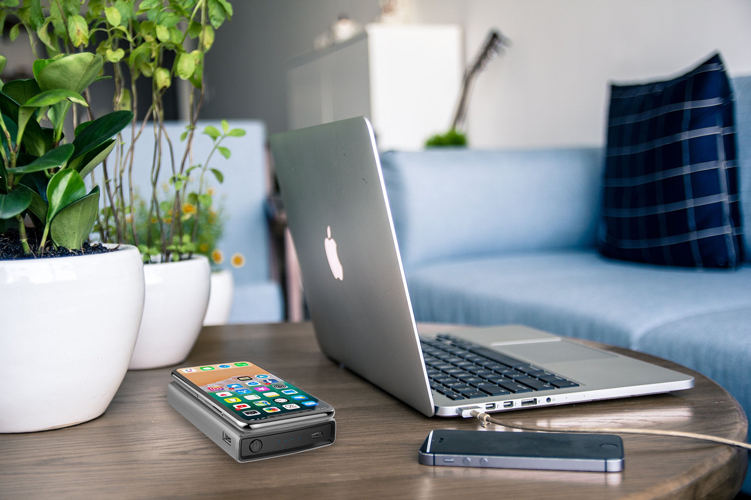 Wireless Charger Power Bank REAL 10000mAh External Battery Wireless Charging Station for iPhone X / 8 / 8 Plus Galaxy S9 / S9+ / S8 / S7 / Note 8 and Other Qi-Enabled Phones by Myaddlot(Sliver)