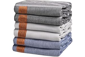 GOLD CASE HOME COLLECTION Gold CASE Turkish Beach Towel Set of 6 – 100% Cotton Large Turkish Bath Towels 70 x 38'' – LYCIA Oversized, Quick Dry & Sand Towels – Lightweight Peshtemal – MultiDark