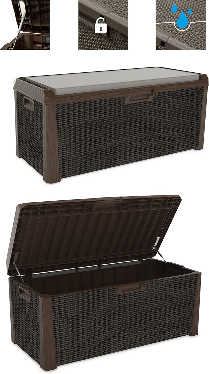 Toomax Coffre De Rangement Marron Xl 560 L Avec Surface D Assise Supportant 380 Kg Totalement Impermeable Verrouillable Amazon Fr Jardin