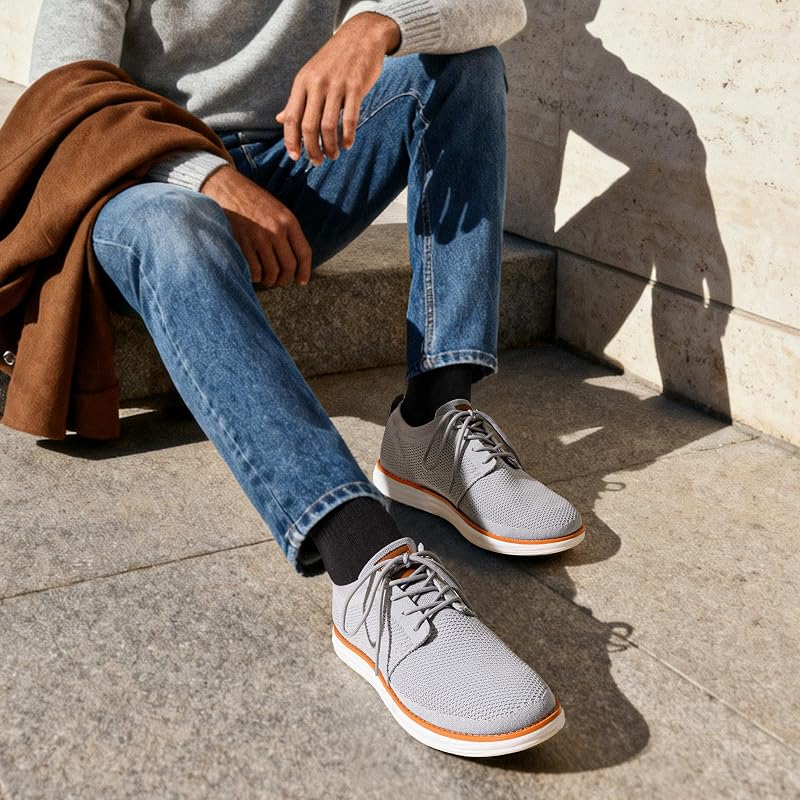Sneaker Oxford Uomo Traspirante, Memory Foam,Grigio,41