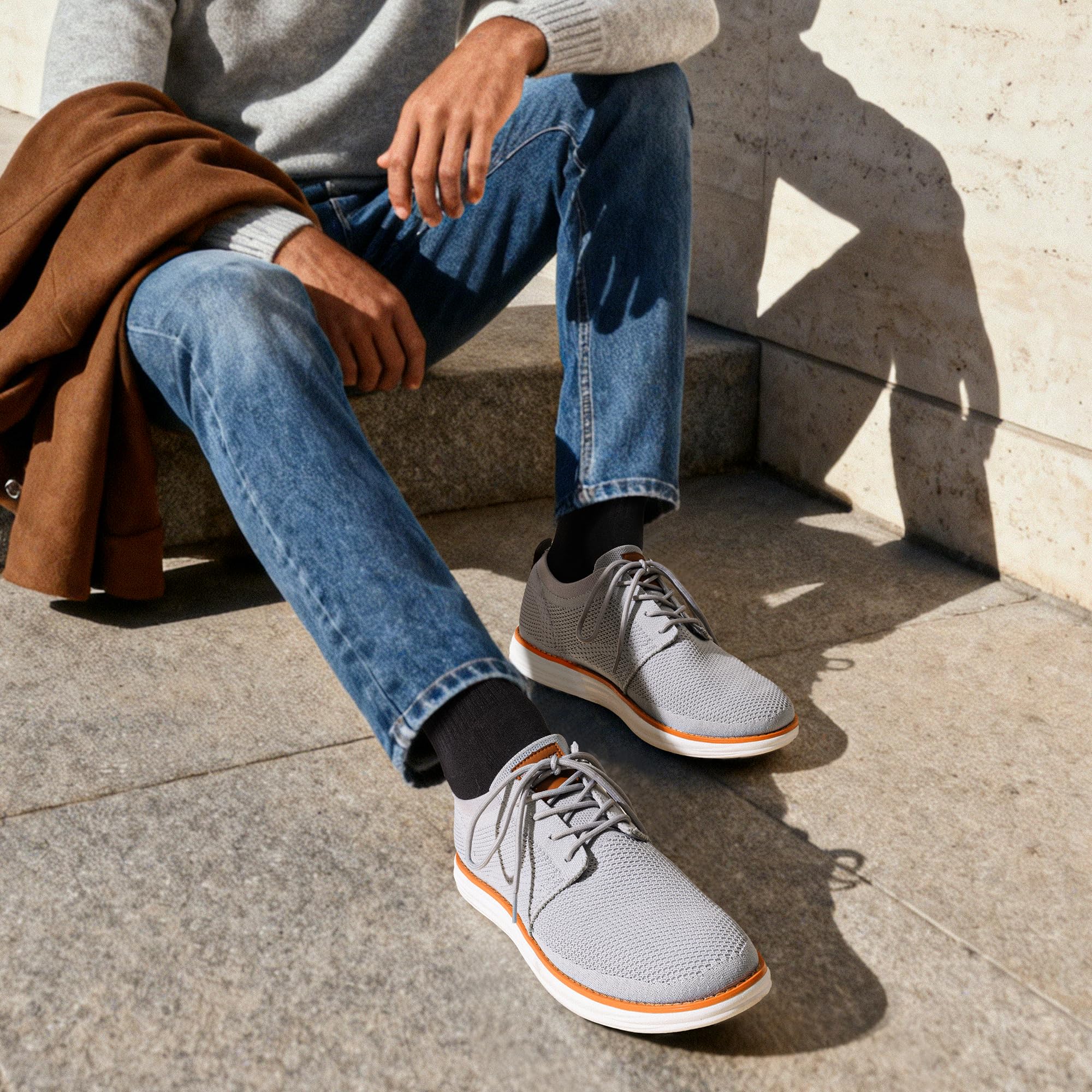 Bruno Marc Herren Sneaker Mesh Sneakers Oxfords Leichte Schuhe Atmungsaktives Obermaterial Memory Foam Insole Leichte Außensohle,Size 44,Grau,GRAND-01 3
