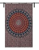 Modern Bohemian Dorm-Art Deco-Hippie-Medallion-Morrocan-Indie-Mandala Tapestry Peacock Mandala Twin Size 125 cm X 208 cm Curtain, Boho Set Ethnic Window Treatments & Panels Set,