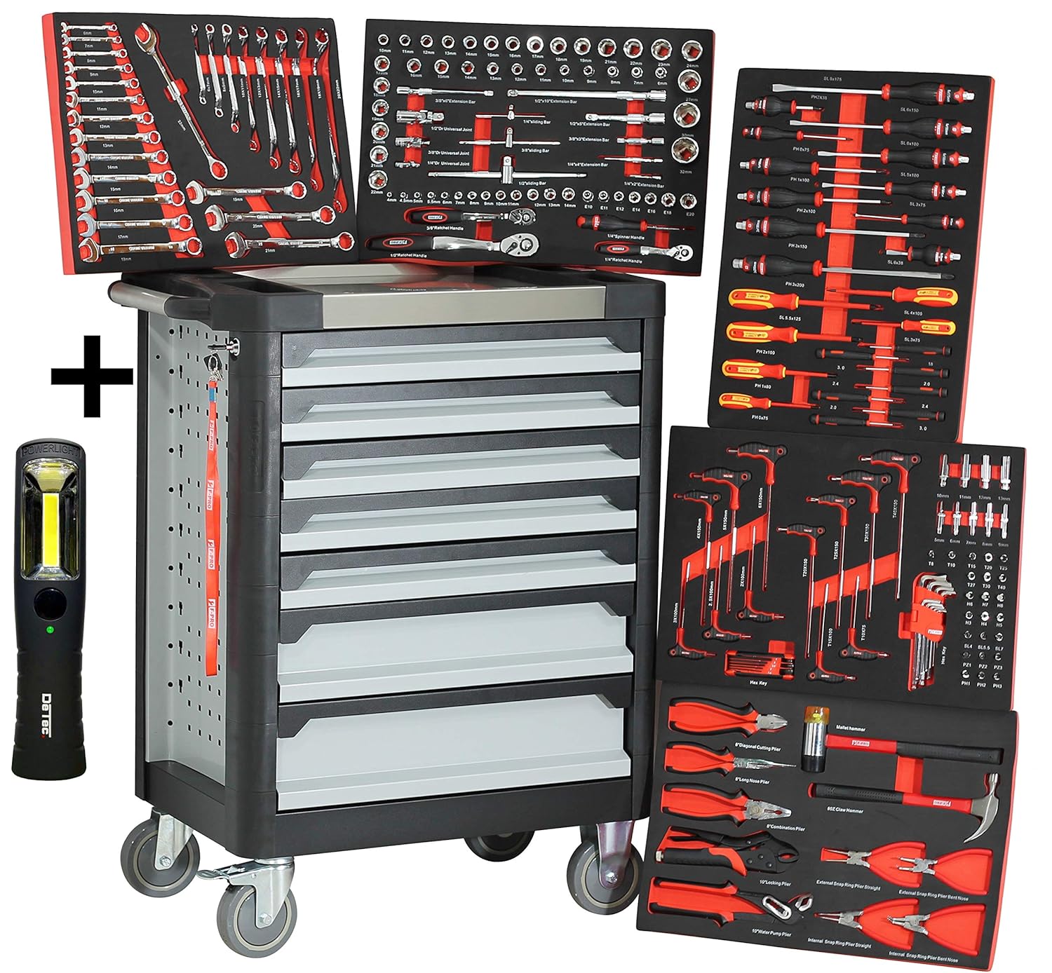 Ultra Black Red Edition Workshop Trolley With 7 Drawers 5 Filled