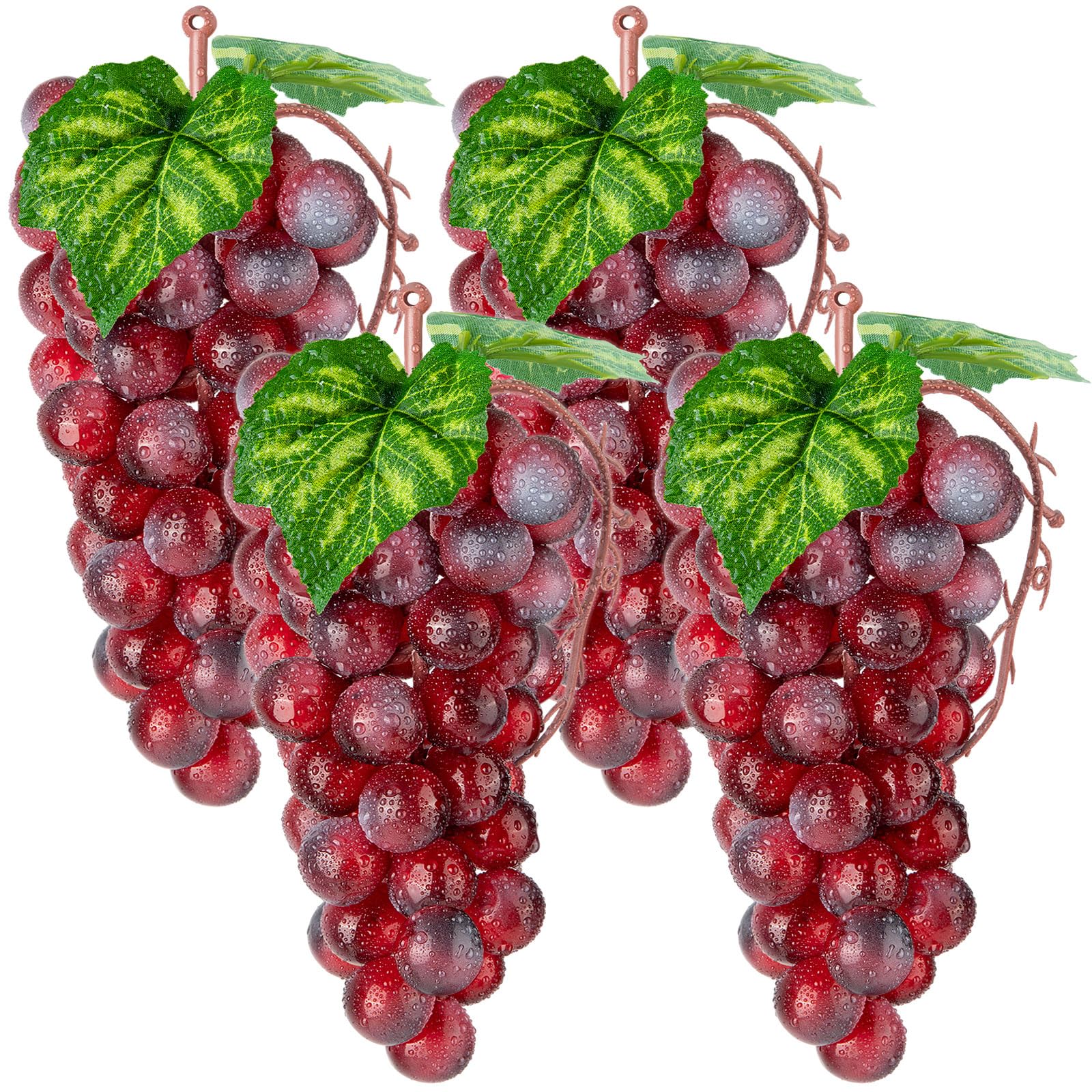 Photo 1 of CLESDF Fake Red Grapes, 4 Bunches Plastic Lifelike Grapes Artificial Simulation Fruits for Wedding Home Kitchen Party Decor Photography Prop