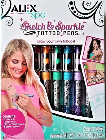 Alex Spa Sketch Sparkle Tattoo Pens Draw Your Own Tattoos