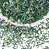 Ornaland 1 Pack Glass Tube Bugle Seed Beads for Jewelry Making Assorted Embroidery Beads for Bracelet Neckalce Earring DIY Crafts(Green)