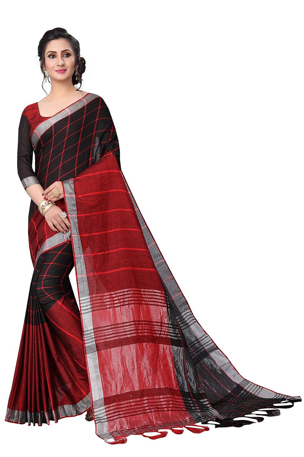 perfectblue linen saree with blouse piece