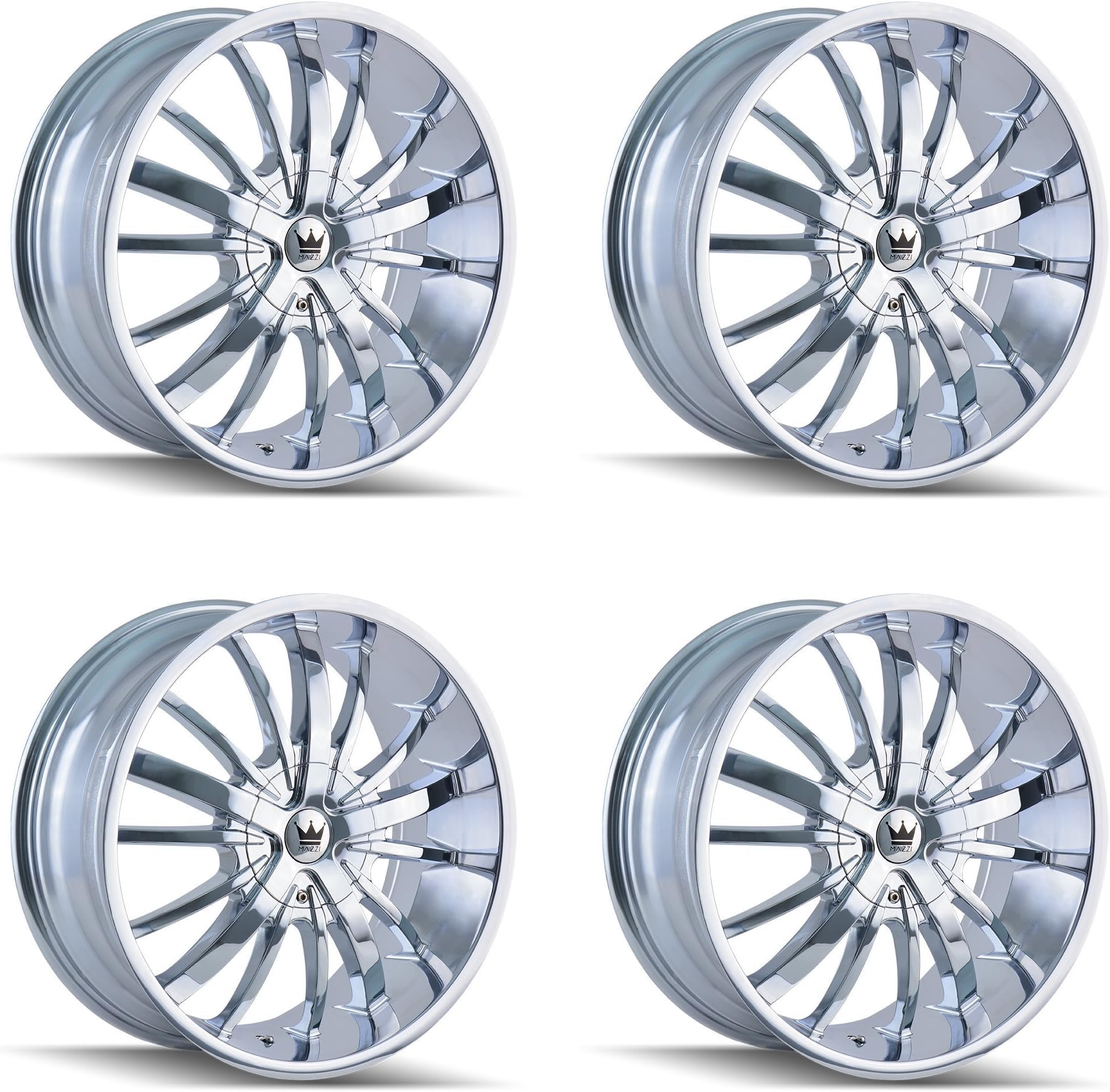 Set (4pcs) Mazzi Essence 364 20" Wheel Rims Chrome 20x8.5 5x108/5x114.3 PCD 35mm Offset 6.13" BS