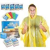 Wealers Rain Ponchos for Adults Teens Disposable Bulk Pack Emergency Raincoat Parks Outdoors Multi Colors Waterproof