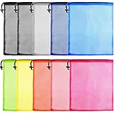 KUUQA 10 Pcs Mesh Drawstring Bag, Laundry Bag, Mesh Stuff Sack, Golf Ball Bag, Nylon Mesh Bag for Storage, Travel and Sports (Colorful, 13"x15.5")