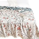 Scientific Sleep Bird Magpie on Hawthorn Tree 100% Cotton Muslin Blanket Throw Cover for Bed Couch Sofa Cozy Soft Reversible Bedding Blanket Bedspread Coverlet Twin 60 in x 80 in