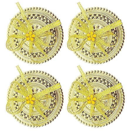 Majik Plastics Return Gift Boxes Kumkum Box Jewellery Box 15 Grams Golden Set of 4 Pack of
