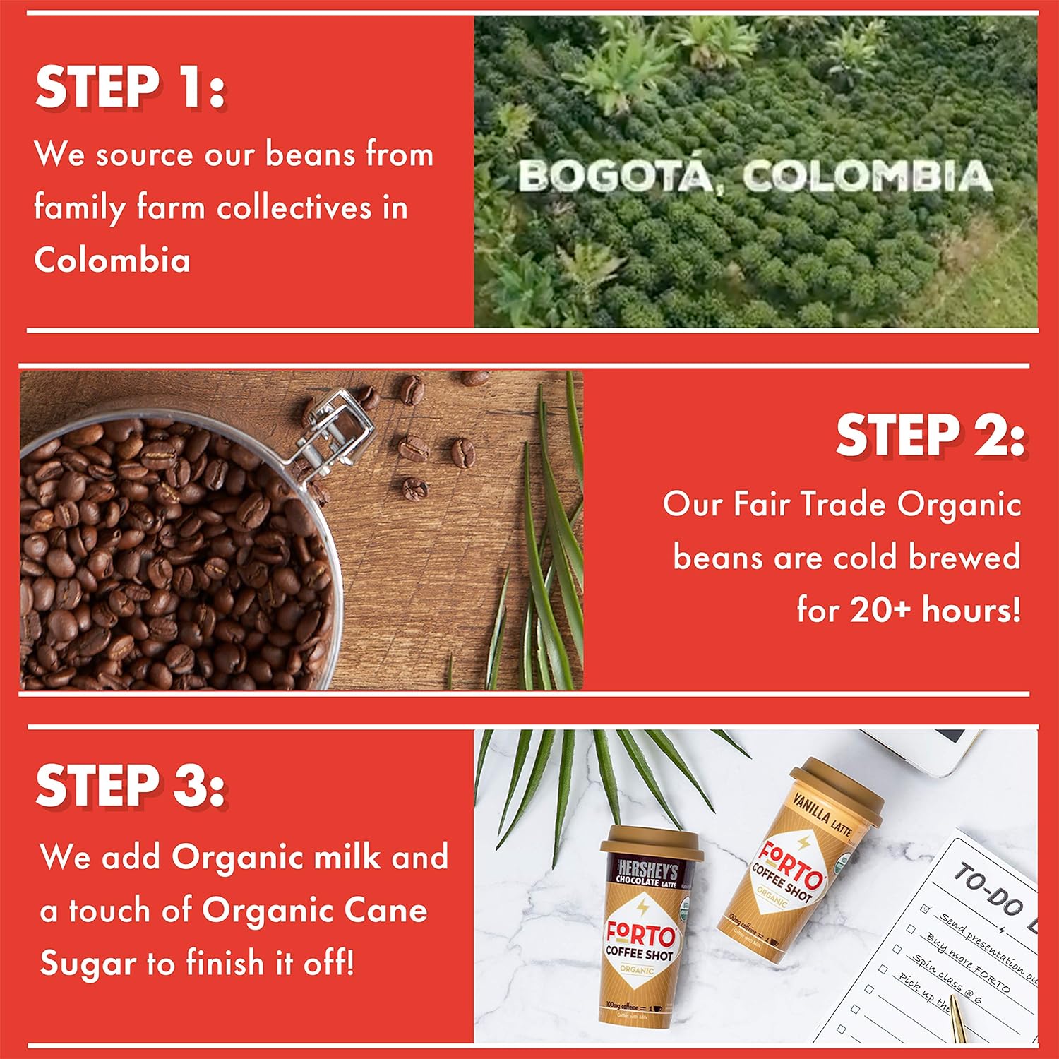 FORTO Coffee Shots - Vanilla Latte, Ready-to-Drink on the go, Cold Brew Coffee Shot - Fast Coffee Energy Boost, 2 Fl Oz, Pack of 6: Grocery & Gourmet Food