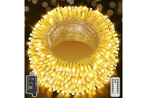 Ollny Christmas Lights Outdoor 800LED 262FT, Warm White Plug in Fairy Lights with Remote, 8 Modes Waterproof Timers Dimmable LED String Lights for Indoor House Outside Bedroom Patio Balcony