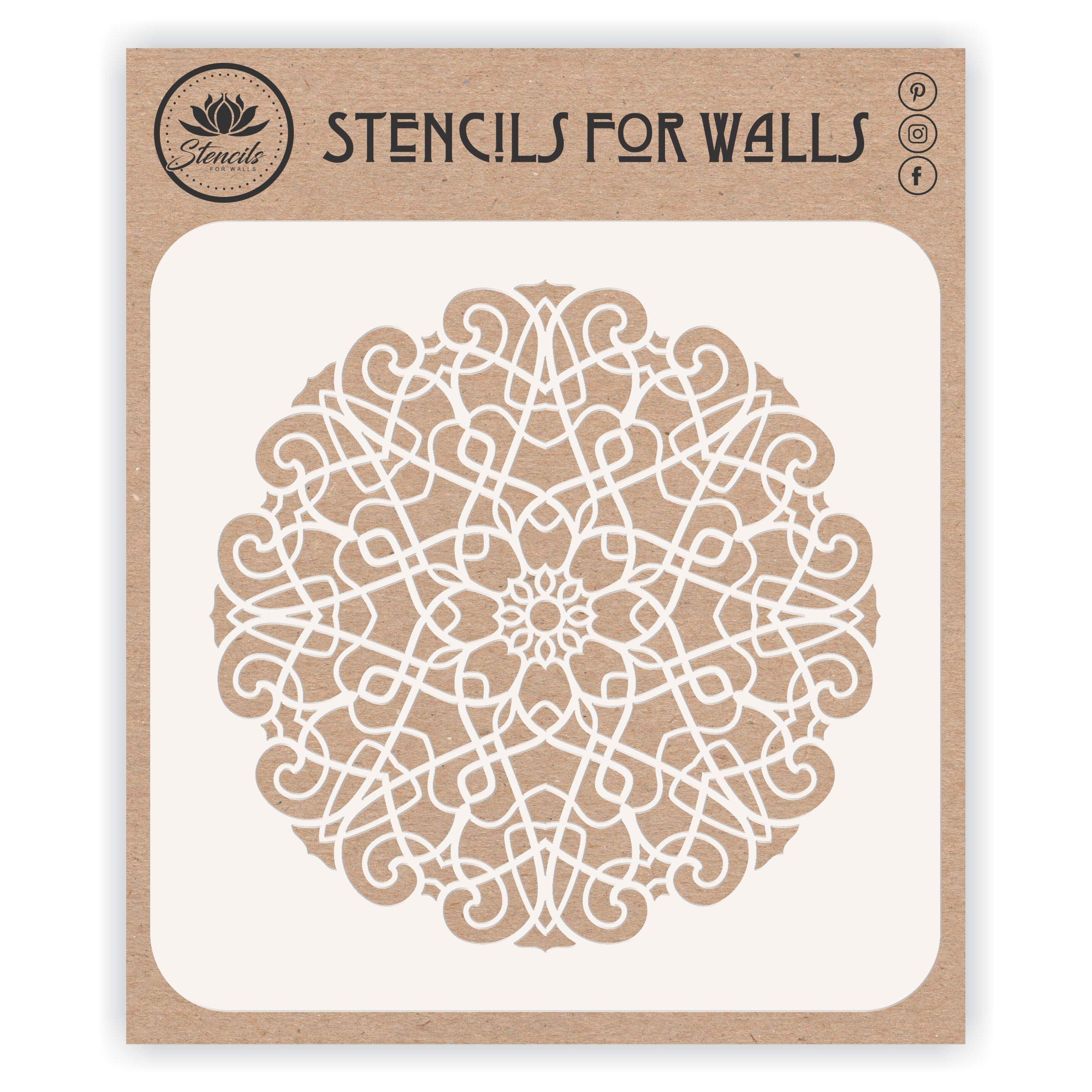 Geometric Stencil, 25.40 x 25.40 cm (M) - Stencils for Walls Original Arabic Islamic Mosaic Mandala Design Stencil Template