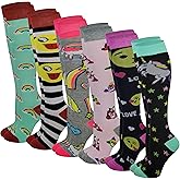 6 Pairs Women's Fancy Design Multi Colorful Patterned Knee High Socks