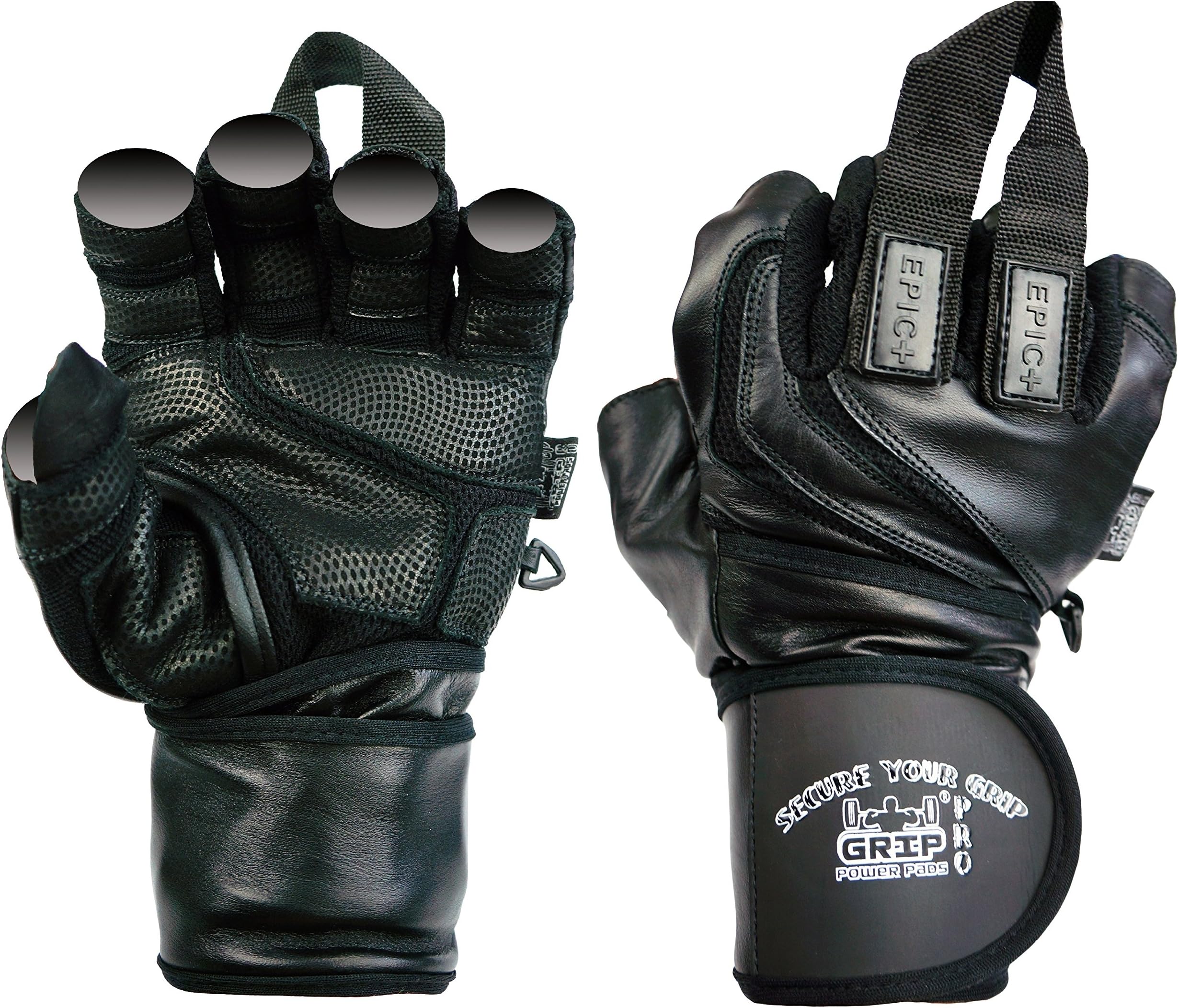 EPIC Leather Gym Gloves with Built-in 2” Wide Wrist Wraps - Leather Glove Design for Weight Lifting, Power Lifting, Bodybuilding & Strength Training Workout Exercises