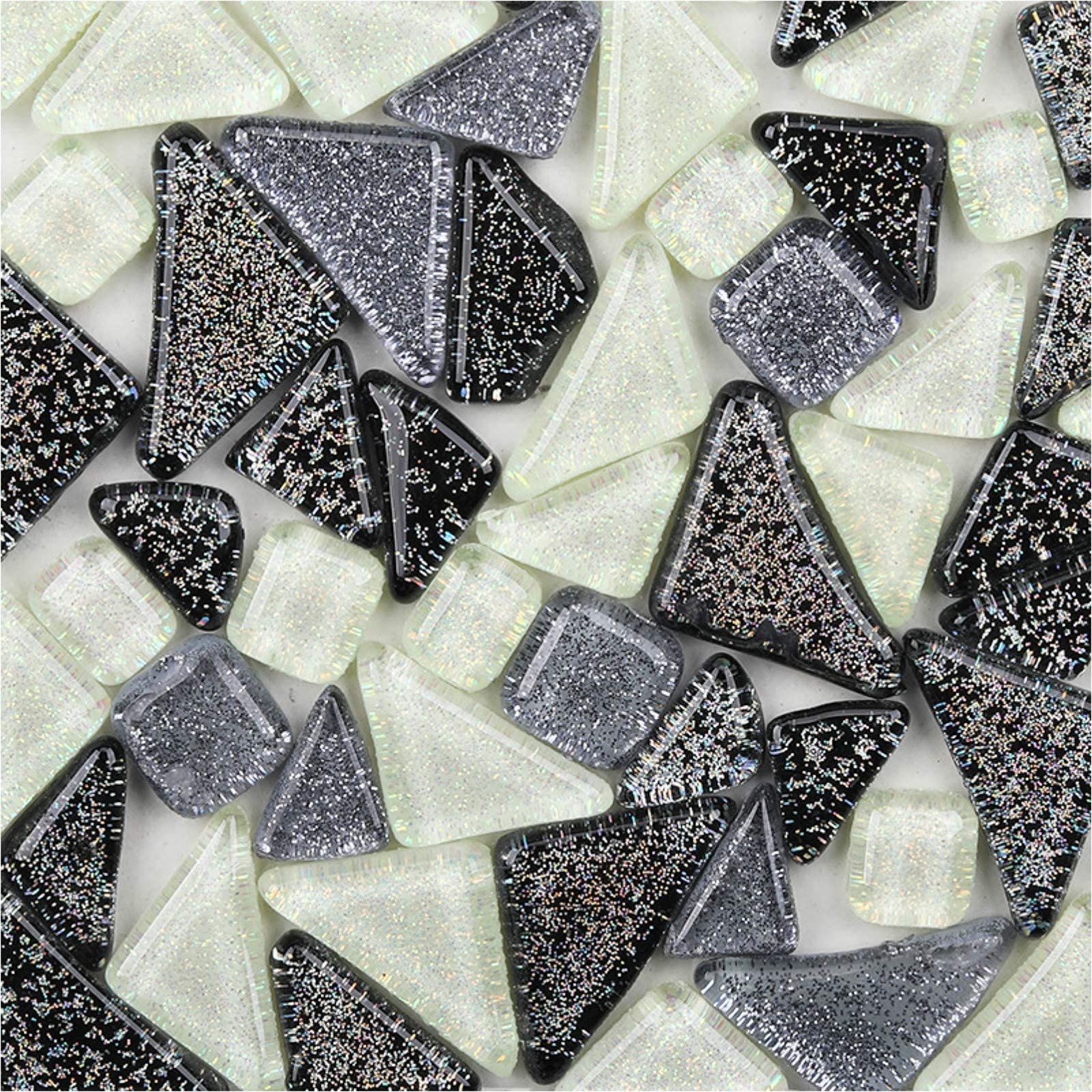 200g Assorted Colors Glass Mosaic Tiles Irregular Glitter Crystal Mosaic Stones Glass Pieces for Home Decoration or Crafts(Pure)
