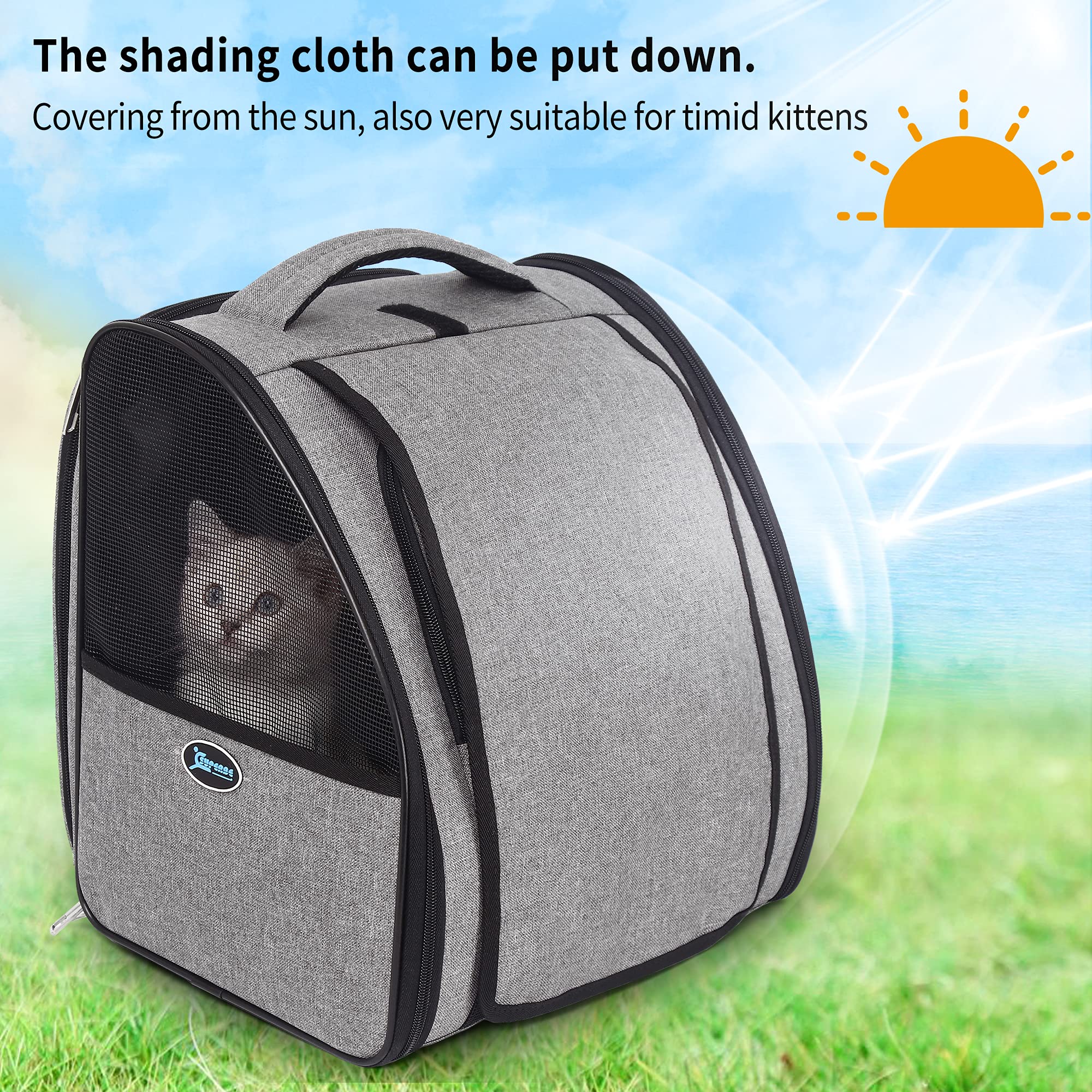 SUPERBE Cat Backpack Carrier, Expandable Pet Backpack Carrier for Cats Small Dogs, Airline Approved, Ventilated Design for Travel, Hiking & Outdoor Use