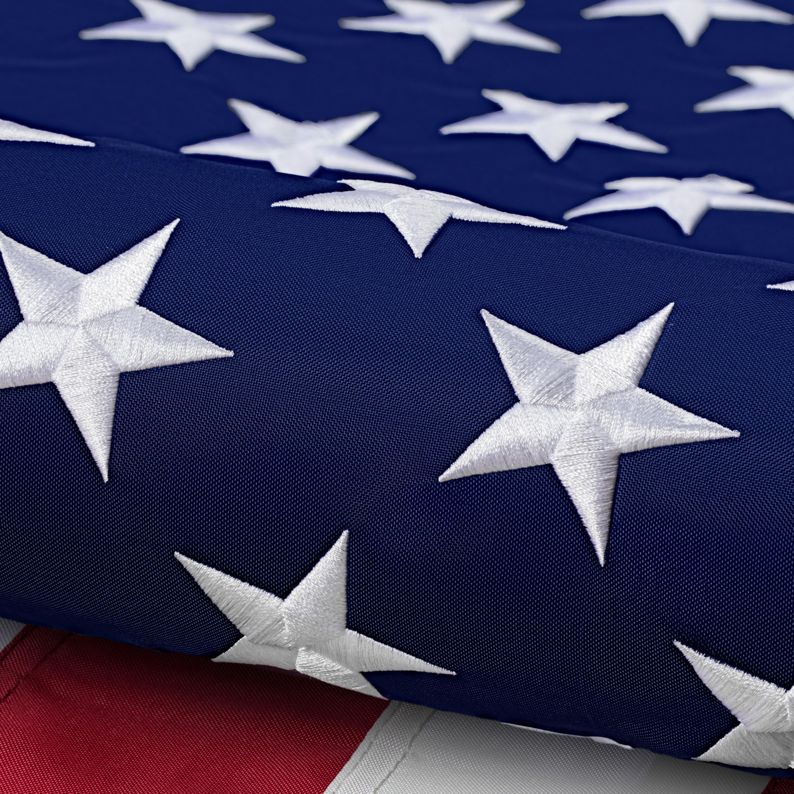 Photo 1 of American Flag 5x8 ft: Long Lasting US Flag, Heavy Duty Nylon, Embroidered Stars, Sewn Stripes, Brass Grommets, UV Protection Perfect for Outdoors! USA Flag