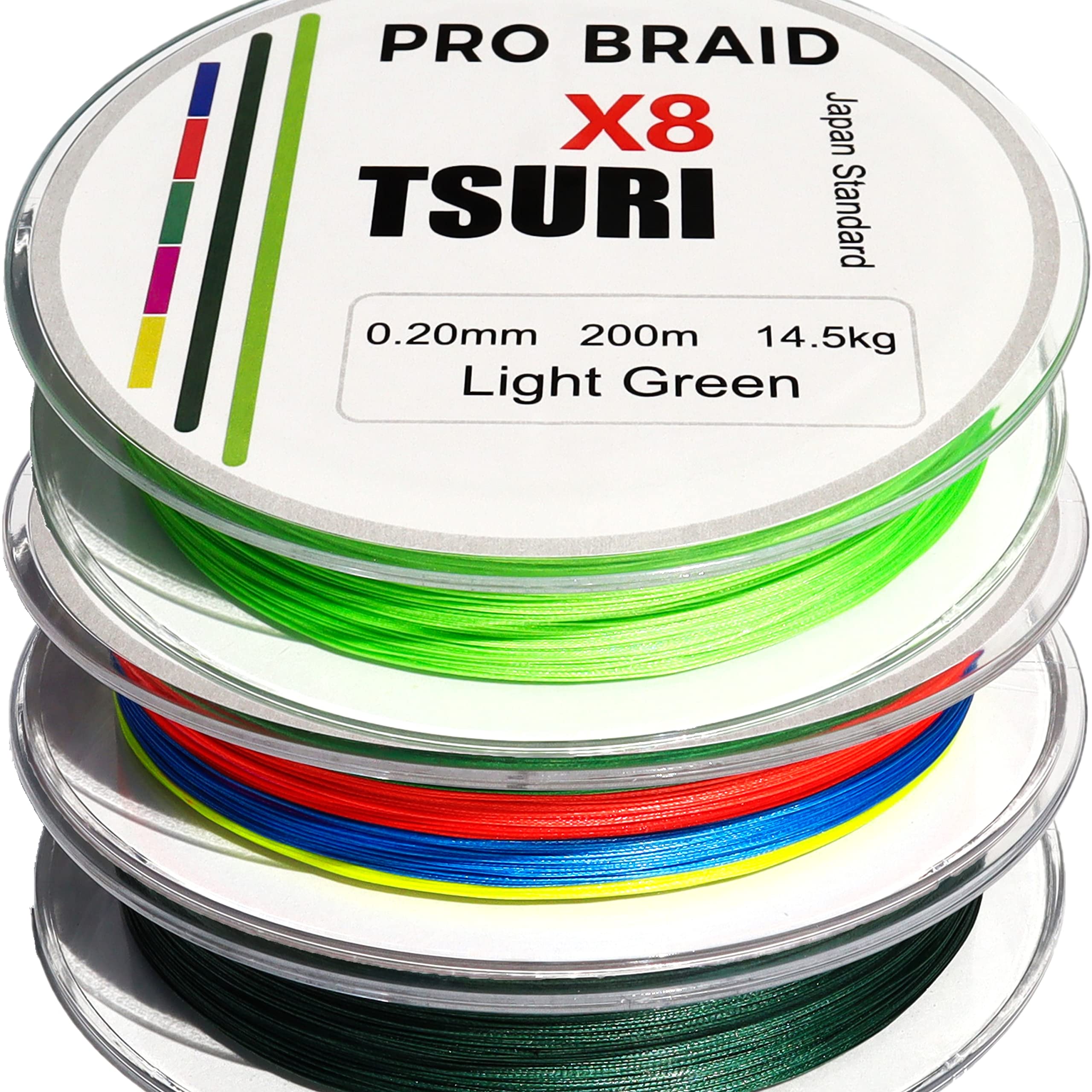 Fishing Braid 8 Strands – 12/100 to 25/100 – 100 m – Ultra Resistant & Fluid – Multicolor, Light Green or Dark Green – Fresh Water & Sea (Multicoloured, ‎12/100-100 m - 6 kg)
