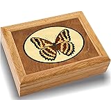 Wood Art Monarch Box - Handmade USA - Unmatched Quality - Unique, No Two are the Same - Original Work of Art. A Butterfly Gift, Ring, Trinket or Jewelry Box (#2124 Butterfly 6x8x2)