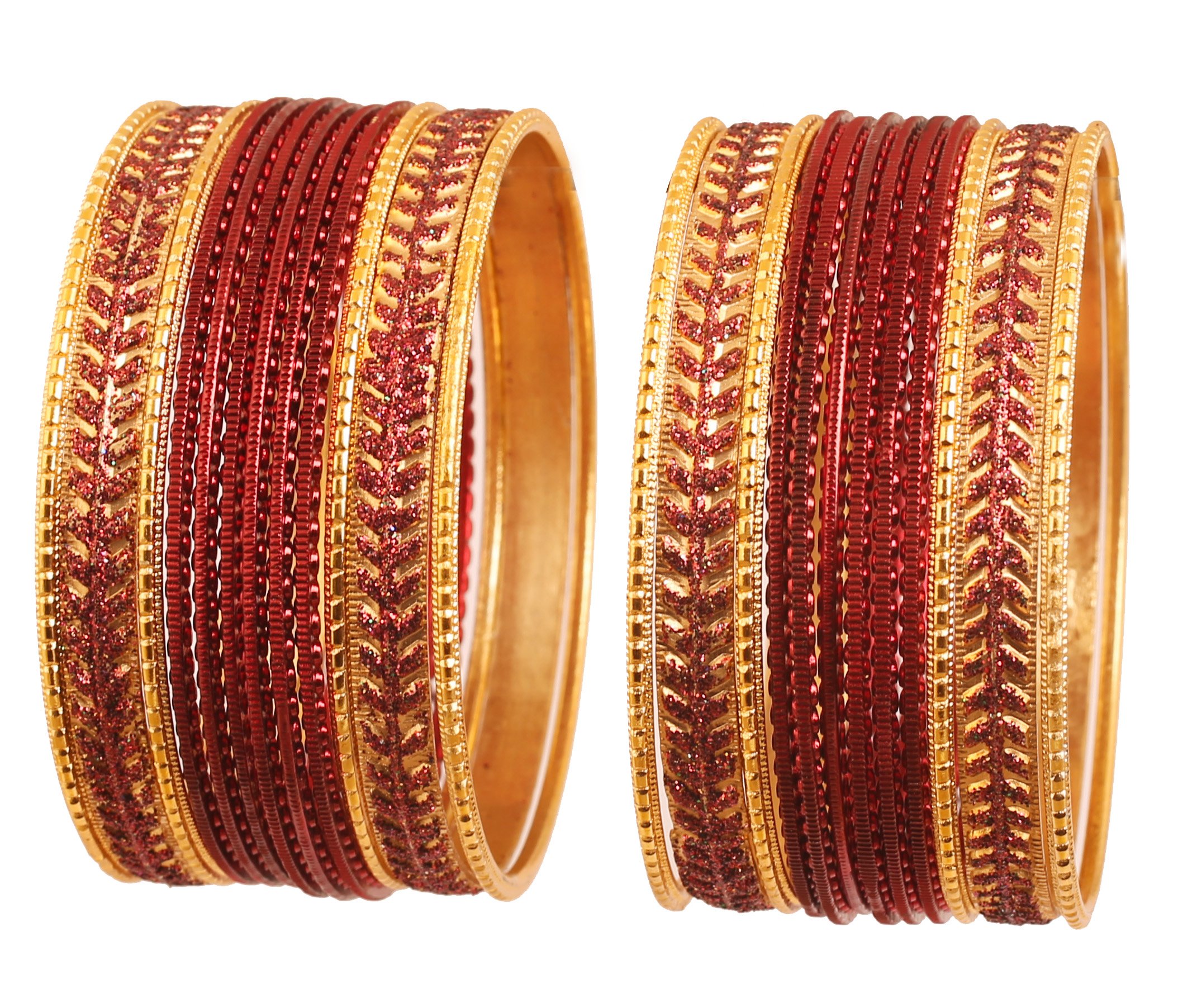 Touchstone New Metallic Colorful 2 Dozen Bangle Collection Indian Bollywood Textured Brown Color Jewelry Special Large Size Bangle Bracelets Set of 24 in Antique Gold Tone for Women