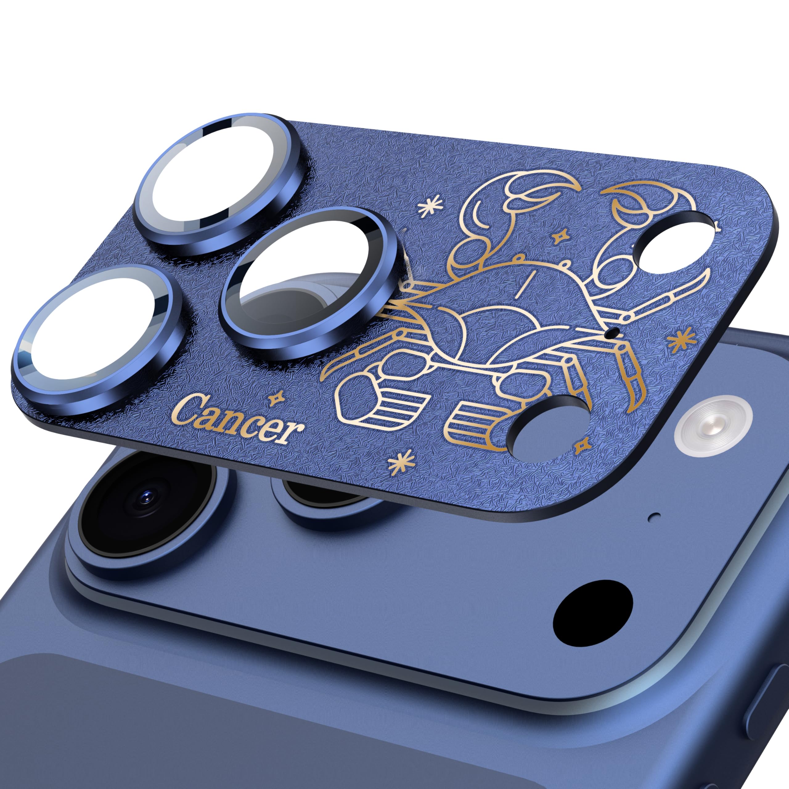 SIERDE Compatible for iPhone 17 Pro Camera Lens Protector, Cancer Pattern, Drop Protection, Anti Scratch Full-Coverage, AR 360-Degree Protection, Camera Transmfttance HD, Easy Installation, Dark Blue