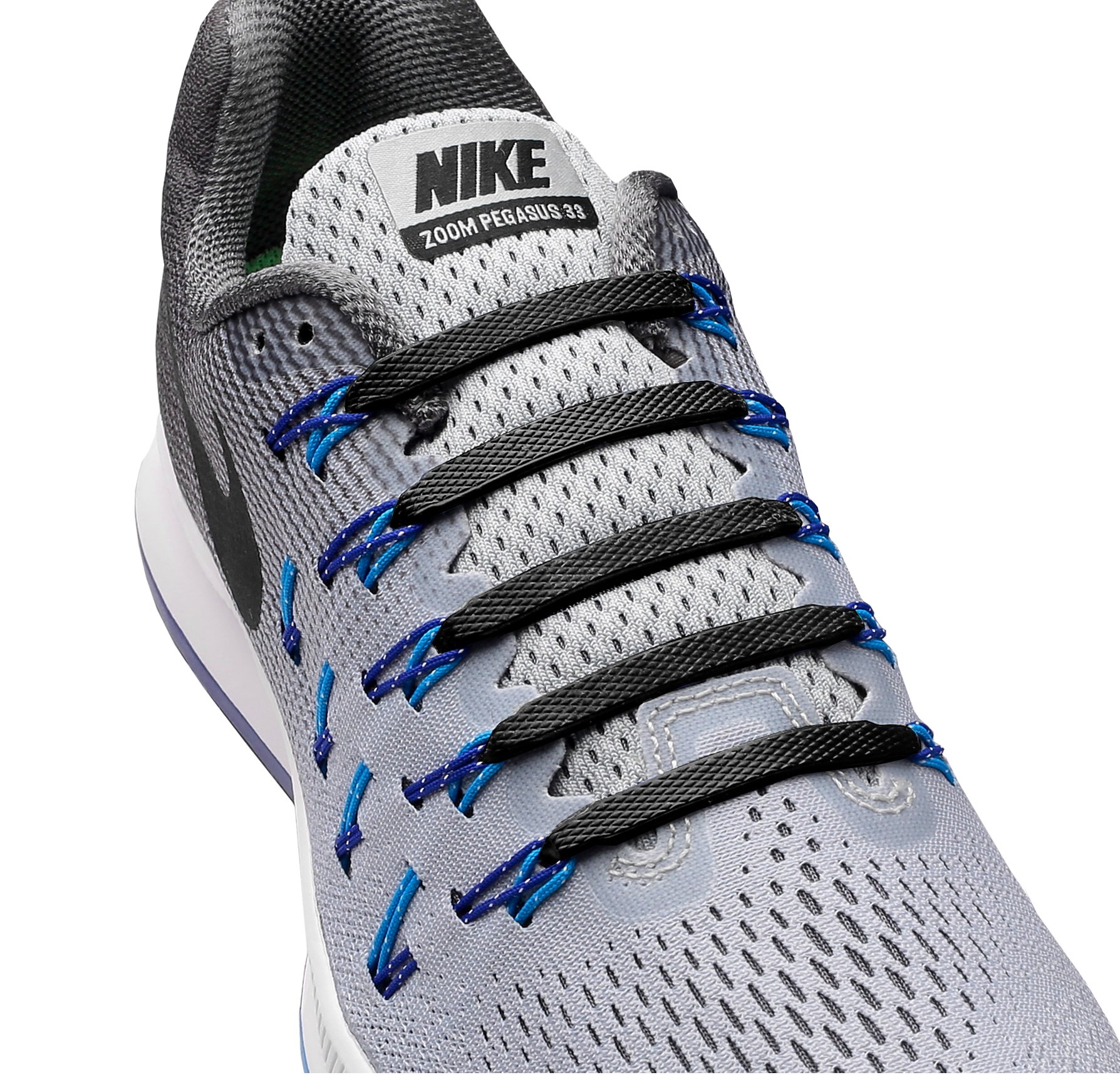 No Tie Shoe laces for Kids and Adults by Superlaces- Tieless Waterproof Elastic Silicon Shoe Laces Black - 1 pair