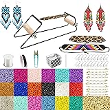 Frame Bead Loom Kit for Beaded Bracelets Earrings Belts Making, Include 17250 Seed Beads 3mm 18 Colors and 150 Meter Clear St