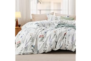 Bedsure Duvet Cover Queen Size - Reversible Cute Floral Duvet Cover Set with Zipper Closure, 3 Pieces White Bedding Set with 8 Corner Ties and 2 Pillow Shams 20"x26"