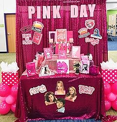 AMZLOKAE Hot Pink Sequin Backdrop Curtain 4FTx7FT
