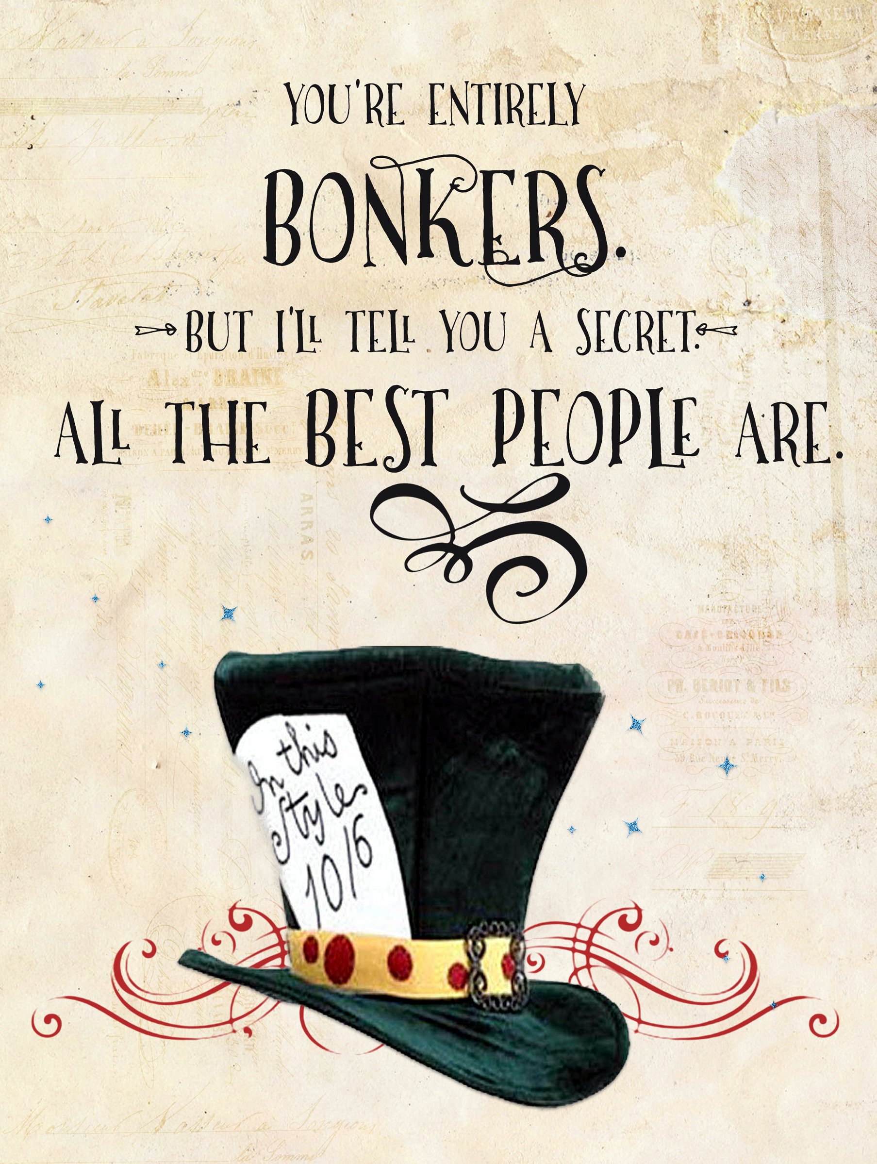 Shawprint MAD HATTER BONKERS RETRO METAL TIN WALL PLAQUE SIGN NOVELTY GIFT (267mm x 200mm (10" x 8"))