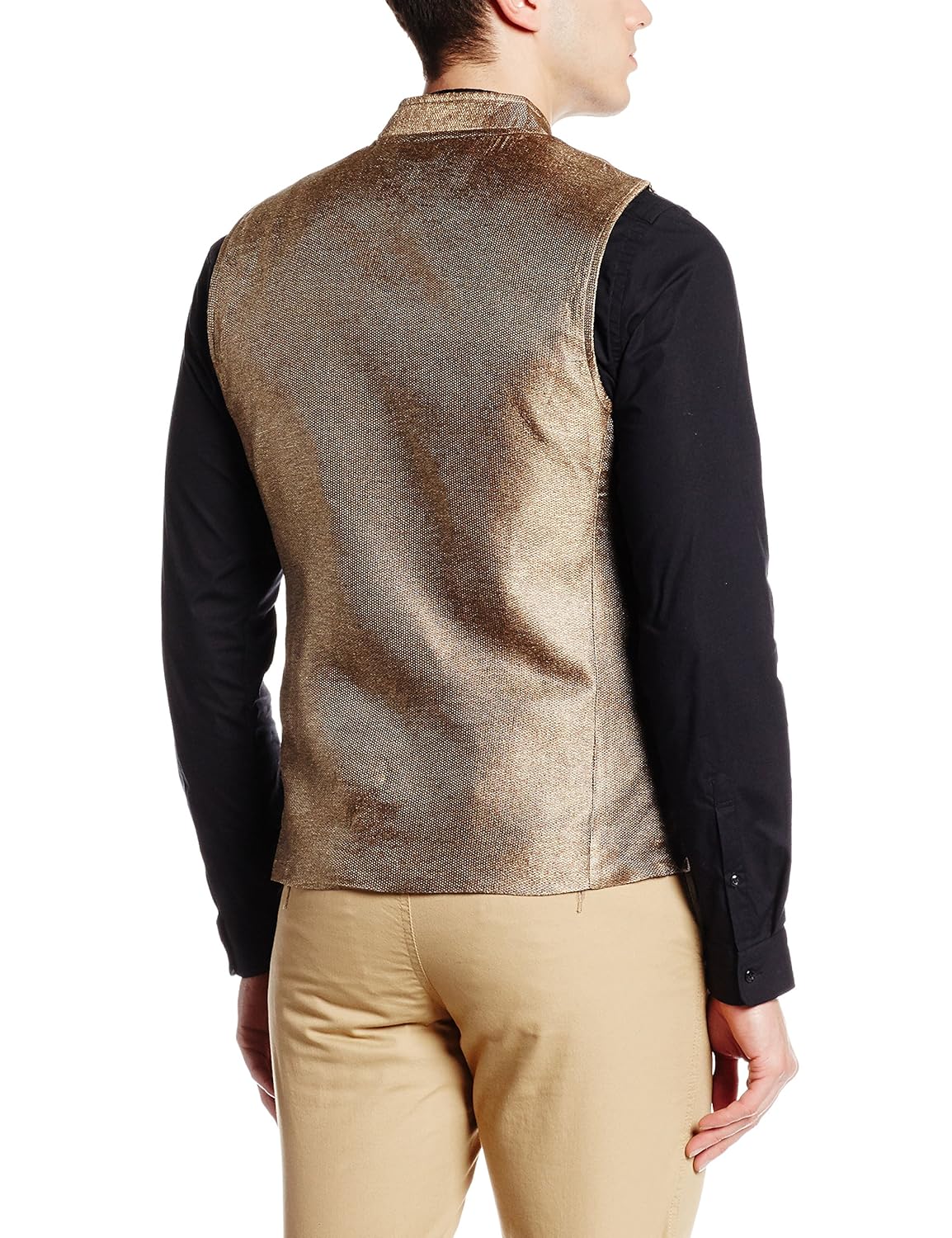 svanik men's banded collar waist coat