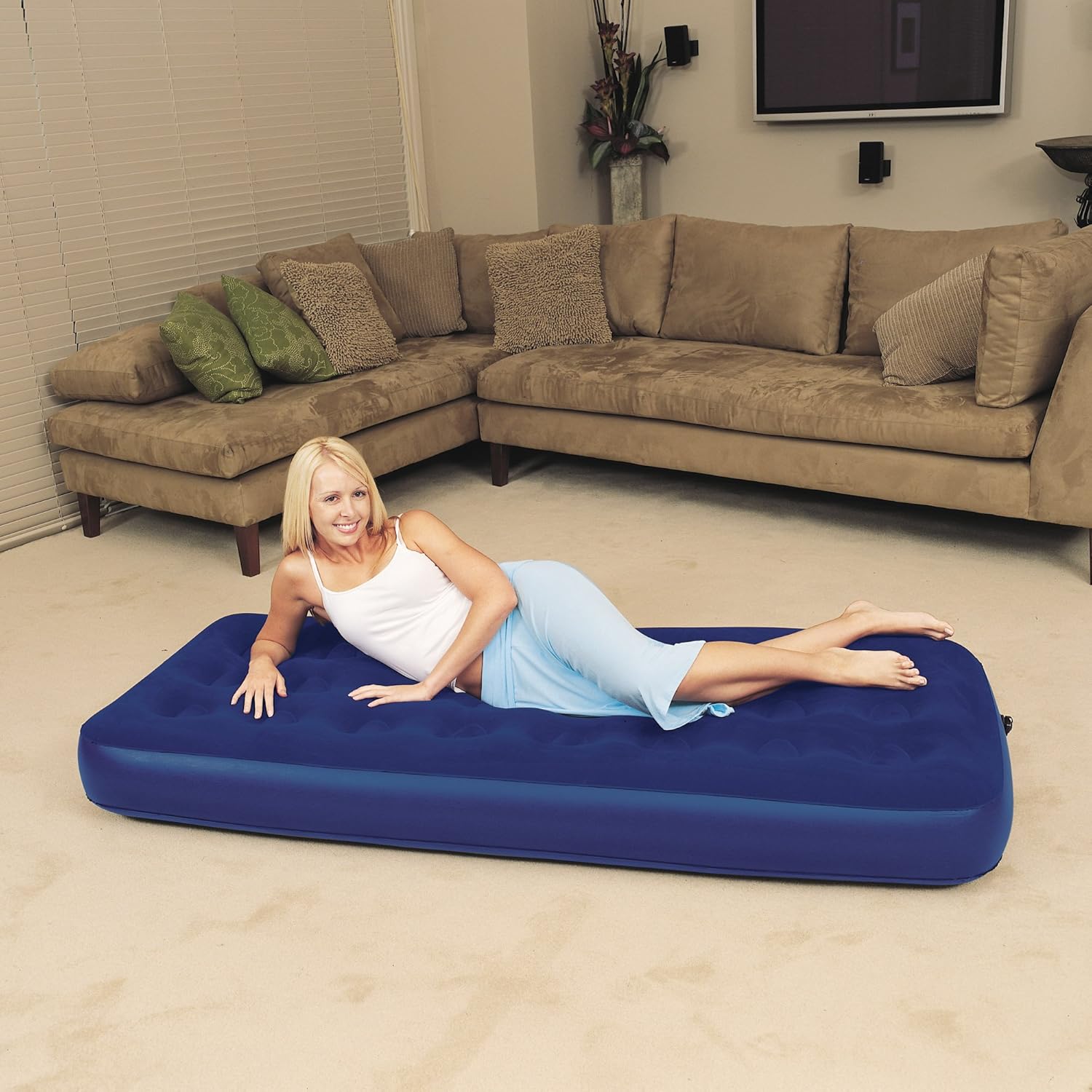 single inflatable bed with pump
