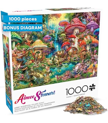 Amazon.com: Buffalo Games Aimee Stewart Merry Mushroom Cottage