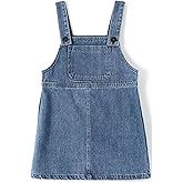 KIDSCOOL SPACE Baby Little Girl Denim Overalls,Simple Design Summer Jumpsuit Dress