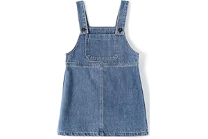 KIDSCOOL SPACE Baby Little Girl Denim Overalls,Simple Design Summer Jumpsuit Dress