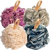 Fishent Loofah Bath Sponge Shower Loofahs, 4 Pack Loofa Body Scrubber | Soft Exfoliating Mesh Shower Puff Pouf Ball Luffa for Men and Women Body Wash(50g/pcs)