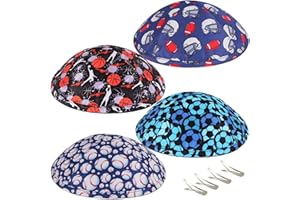 ZION JUDAICA LTD Zion Judaica Sports Kippah Adults & Boys Ballgame Pattern Kippot 6" Skullcap Yamaka for Bar/Bat Mitzvah Chuppah Wedding