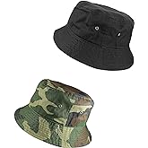 Gelante Solid Color 100% Cotton Bucket Hat for Women and Men Packable Travel Summer Beach Hat