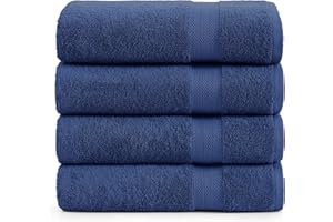 LANE LINEN 100% Cotton 4 Pack Bath Sheets Set, Premium Extra Large Bath Towels Oversized, Highly Absorbent Bath Sheet Towels for Bathroom Set, Cotton Hotel Collection Towels 35x66 - Navy