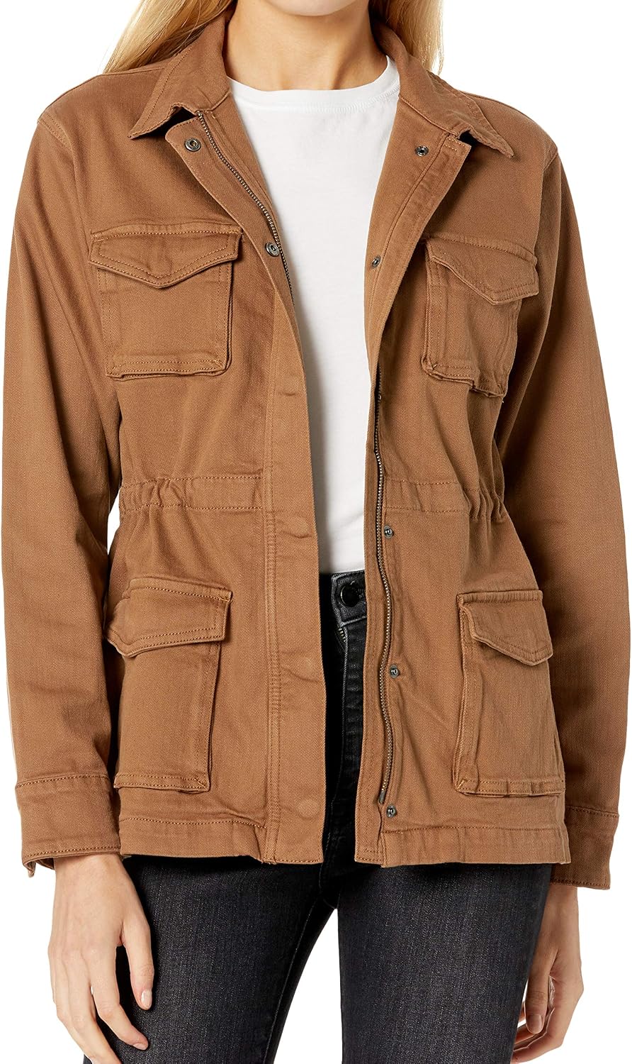 Tankaneo Damen Cropped Jacke - Utility-Anorak Mit Reißverschluss, Taschen, Leicht (100% Polyester), übergroßer Schnitt