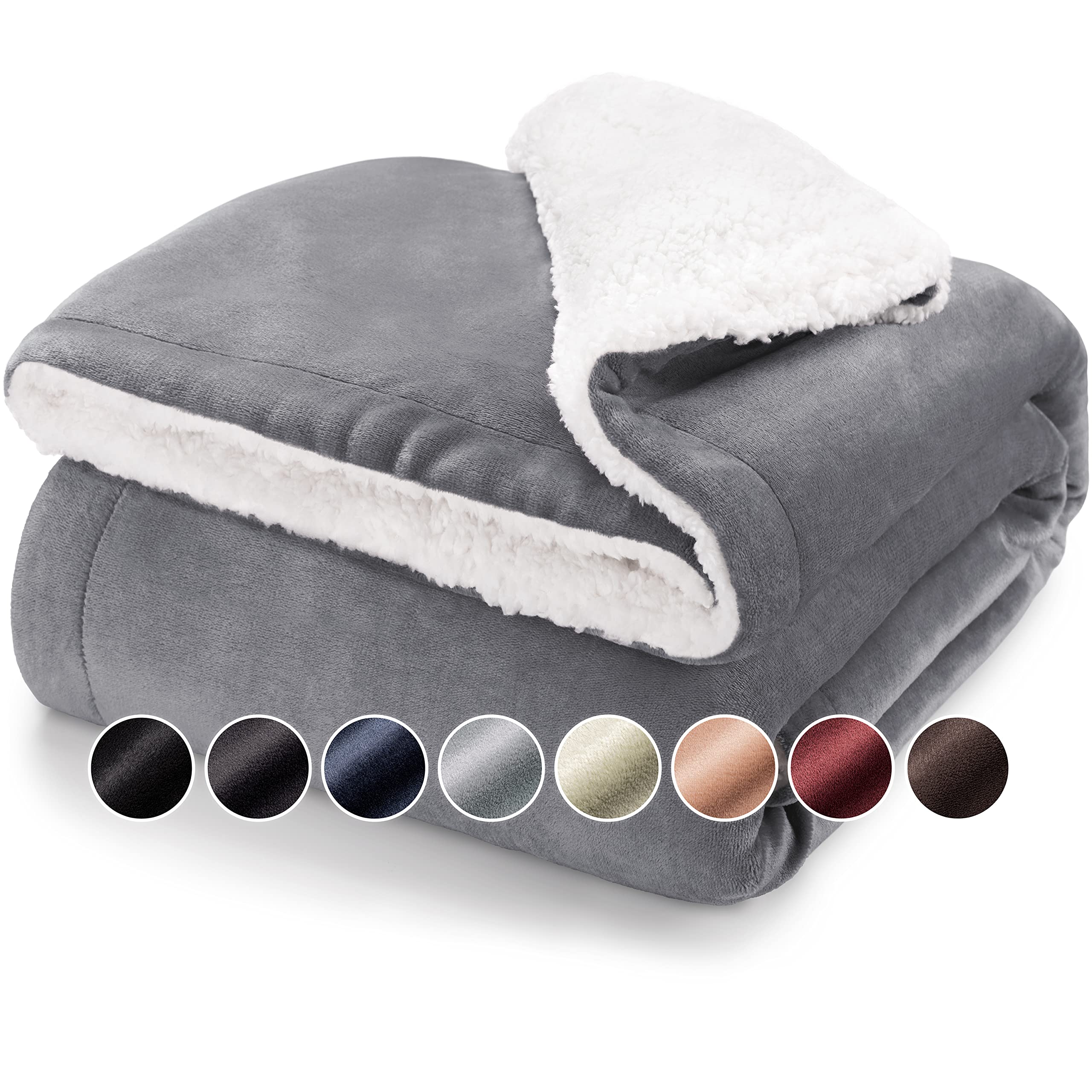 Blumtal Sherpa Fleece Blanket - Super Fluffy and Thick Throw Blanket for Bed and Sofas - Twin/Double, 200 x 150 cm, Grey