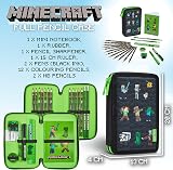 Minecraft Pencil Case 2 Compartments with School Supplies Official view 7