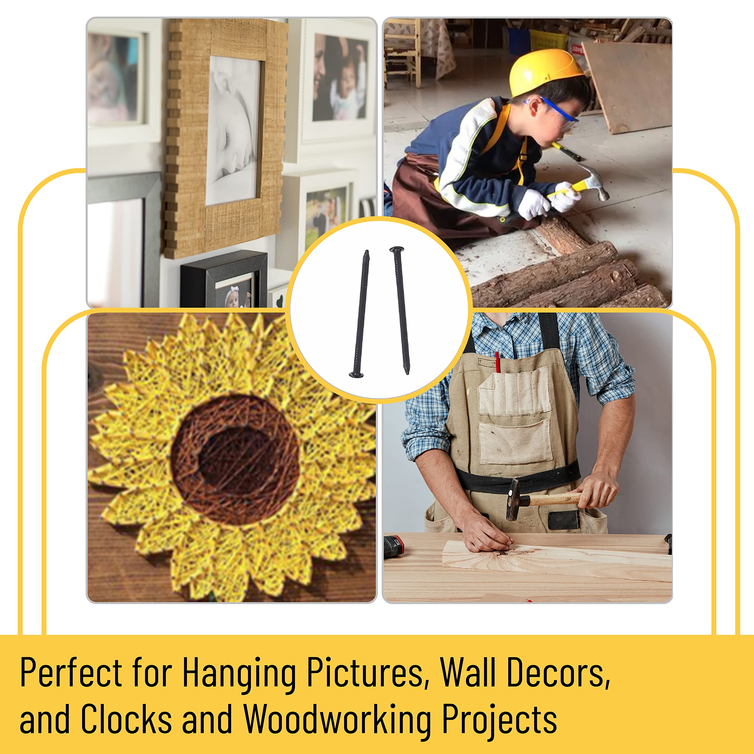 Mr. Pen- Nail Assortment Kit, 600 Pcs, 4 Sizes, Black, Small Nails, Nails for Hanging Pictures, Finishing Nails, Wall Nails for Hanging, Pin Nails, Hardware Nails, Assorted Nails, Galvanized Nails - Image 7